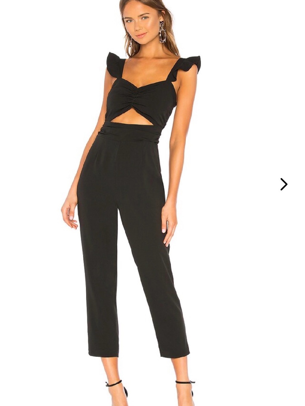 Lovers + Friends Black Knox Flutter Sleeve Jumpsuit | S